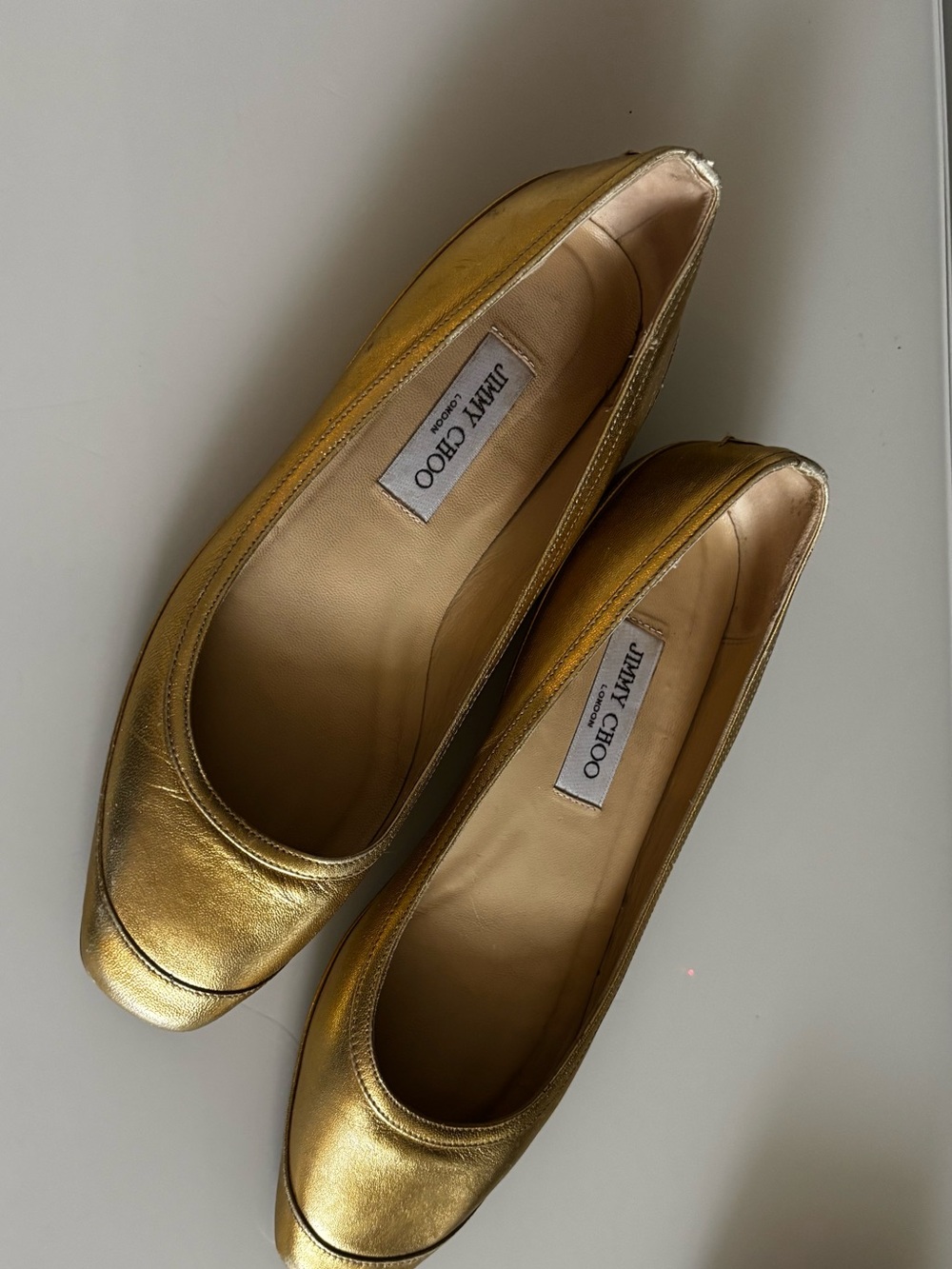 Jimmy Choo Metallic Gold Leather Ballet Flats sz 9 or eu 40 - Picture 6 of 6